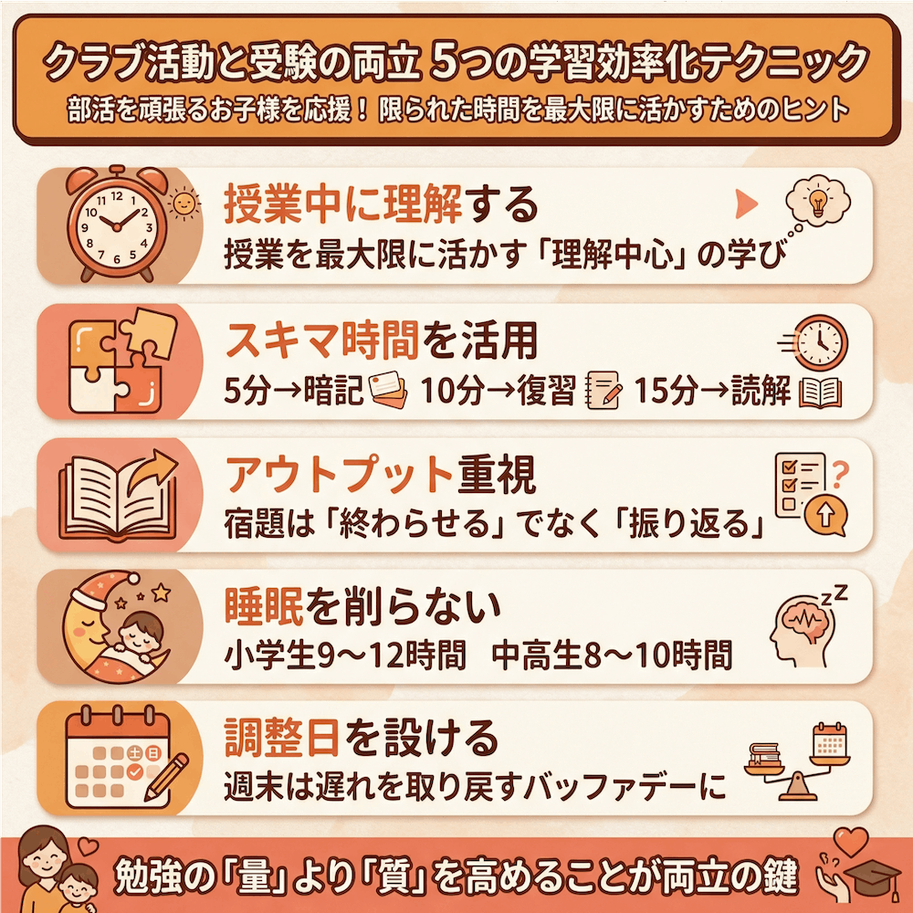 クラブ活動と受験の両立 5つの学習効率化テクニック